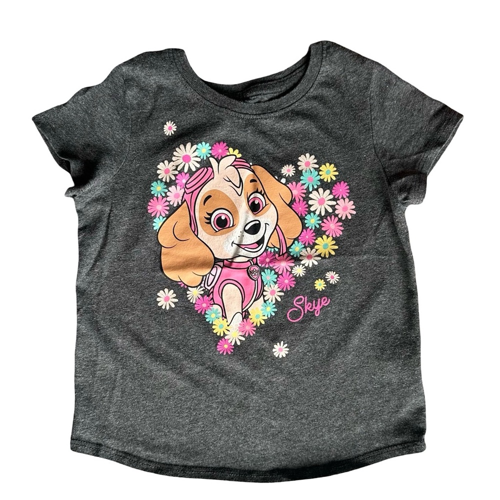 Paw patrol Skye 4T girls gray floral graphic short sleeve shirt